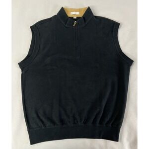 VTG Peter Millar Black Full-Zip Performance Golf Vest Cotton Blend Mens Sz M Y2K